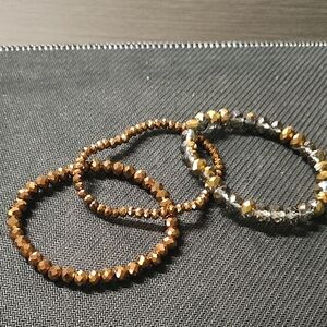 Elegant Gold and Silver Beaded Bracelets Set